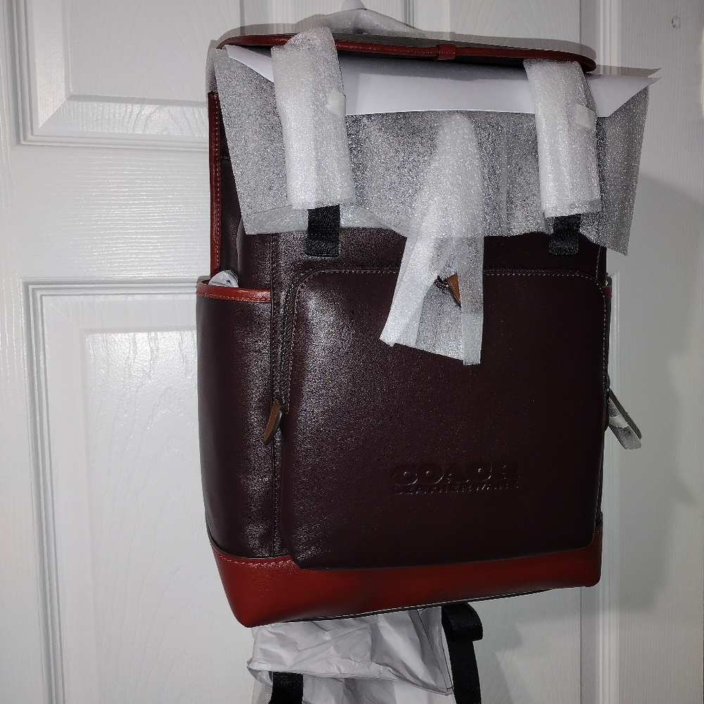Coach League Flap Backpack In Colorblock - Picture 2 of 10
